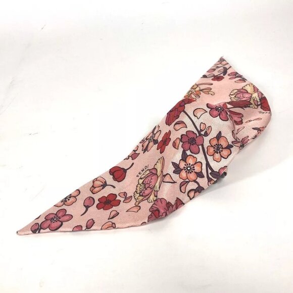 Auth FENDI Ribbon Hair Clip Ribbon Hair Accessories Barrette silk pink